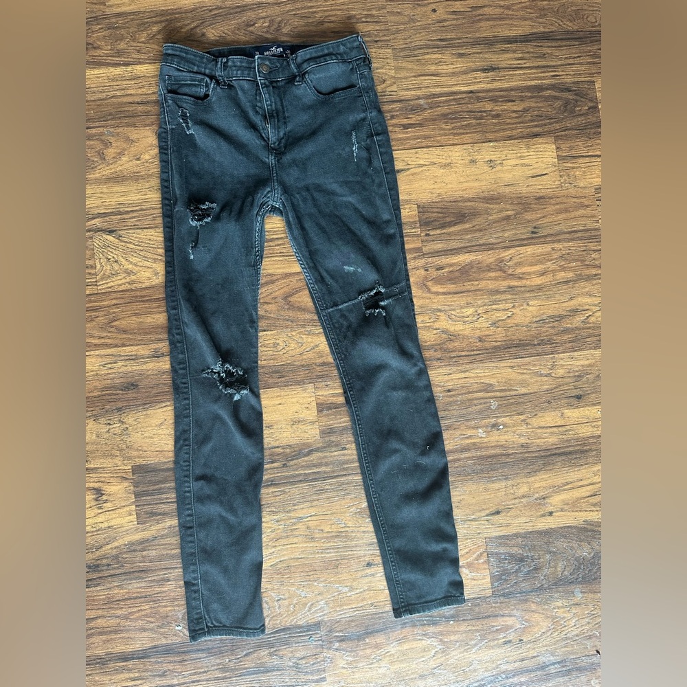 Hollister Black Skinny Jeans with Distressed Details